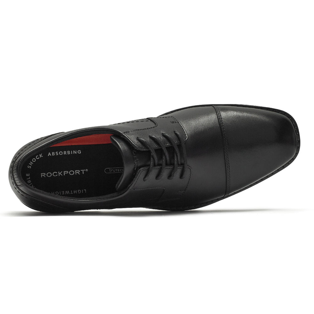 Mens Oxfords Shoes - Rockport Slayter Cap Toe Blucher - Black - EKVP23615